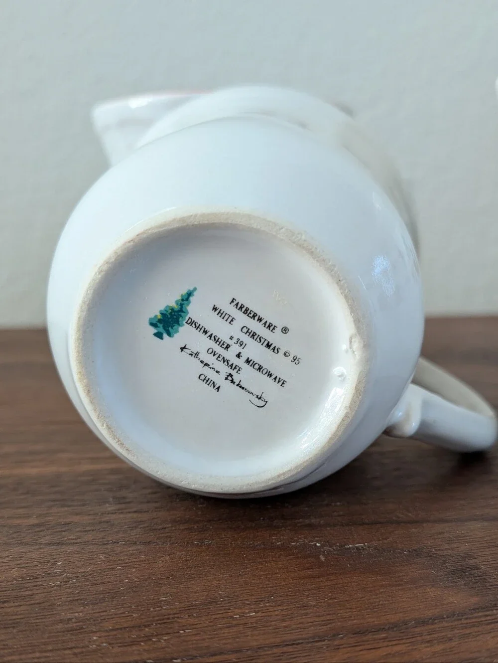 Set Of 4 Vintage Farberware White Christmas #391 1995 Small Coffee Tea Mugs 3.5